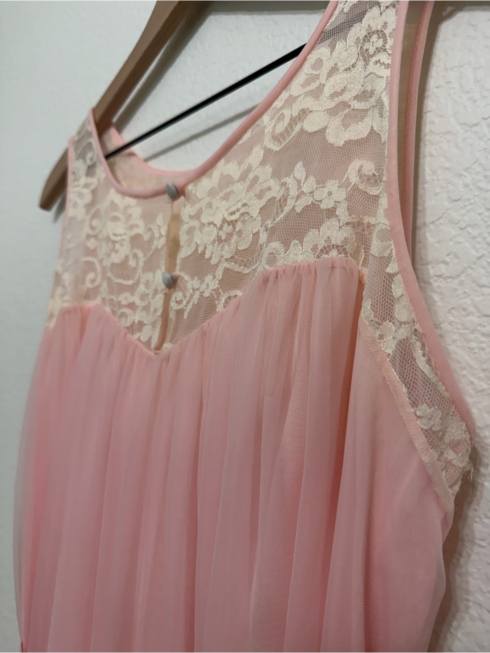 Vintage 60s Komar Chiffon Lace Nylon Nightgown Dress Medium - Picture 3 of 9